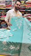 Pure Cotton Aqua Green Embroidered Plazo Suit