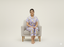 Lavender Printed Front Button Night Suit