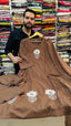 Brown Embroidered 3 Pcs Frok Suit