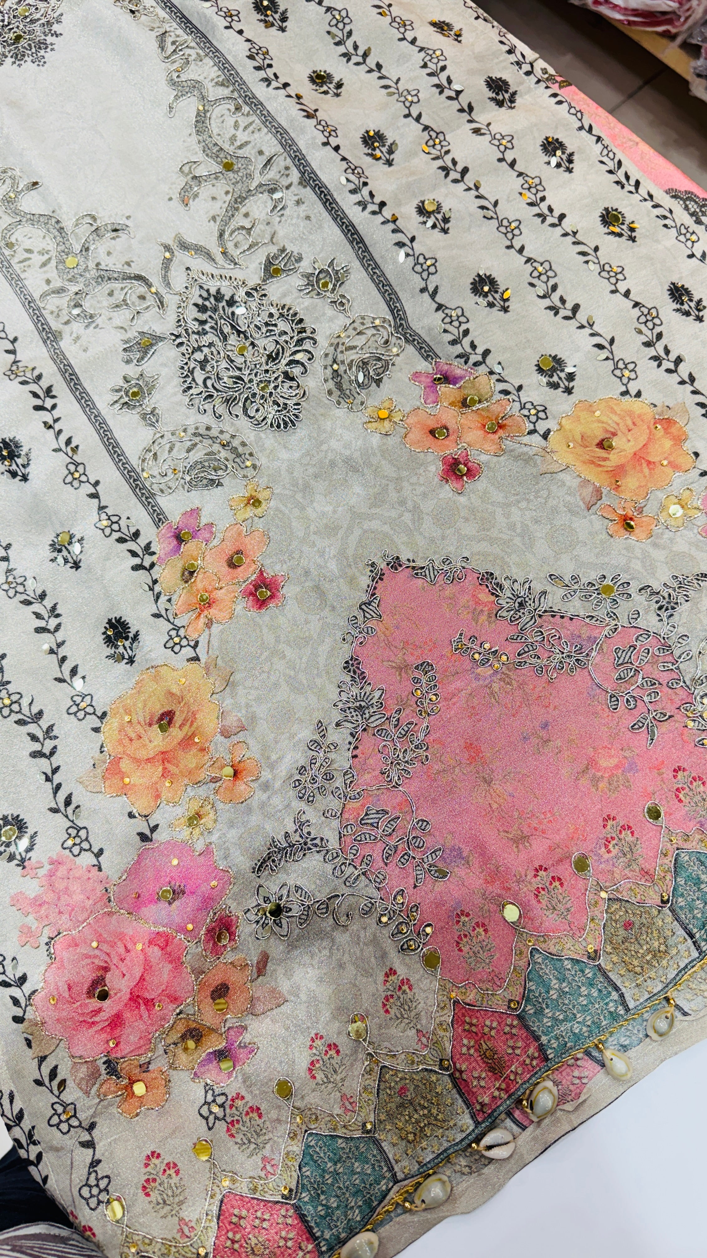 Shimar Fabric Hand Embroidered Plazo Suit