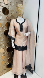Crush Tissue Three Pcs Co-ord Set