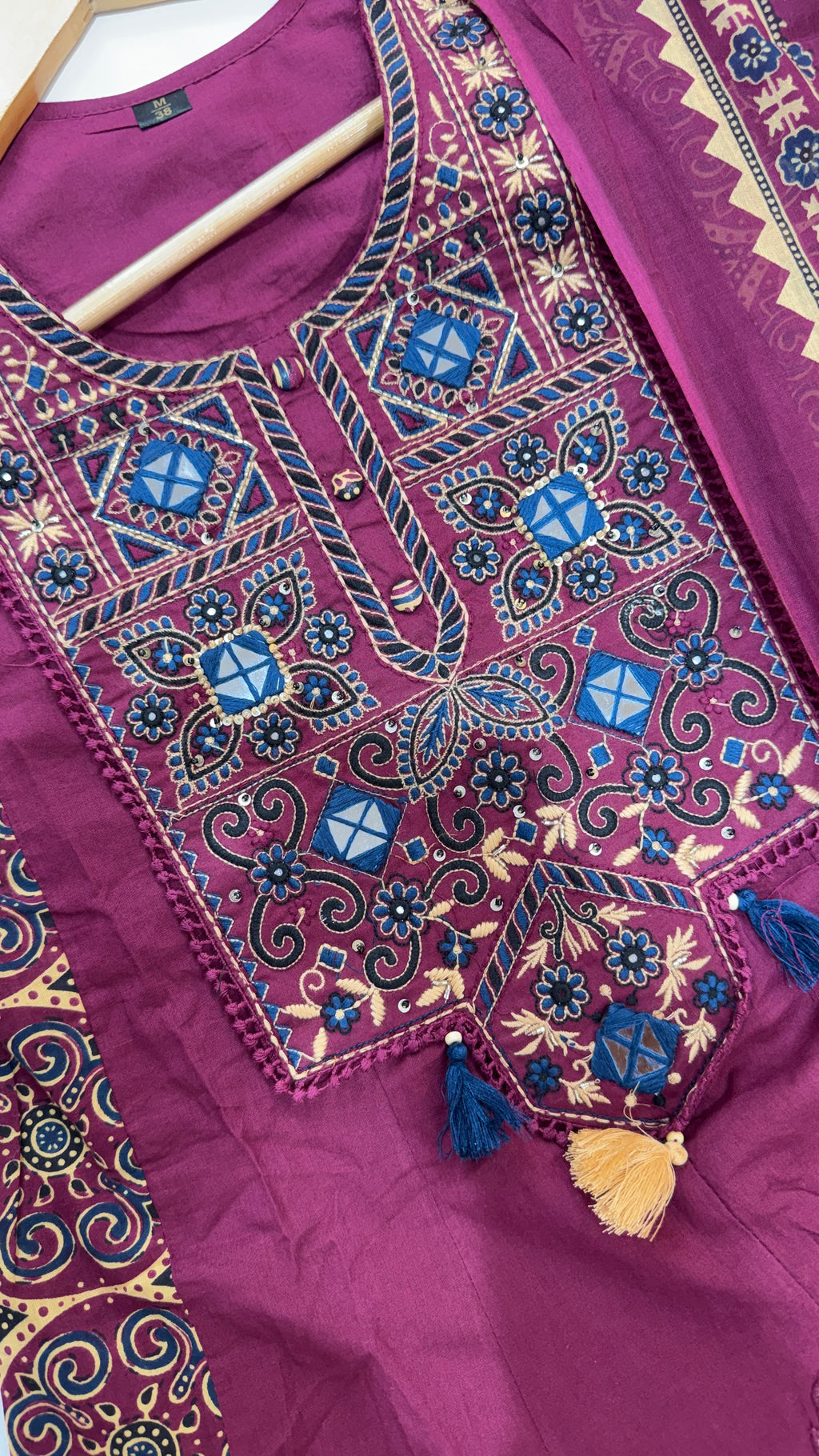 Pure Cotton Flared Pinkish Purple Frok Suit