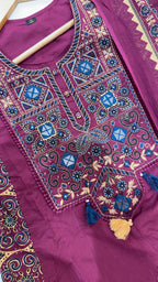 Pure Cotton Flared Pinkish Purple Frok Suit