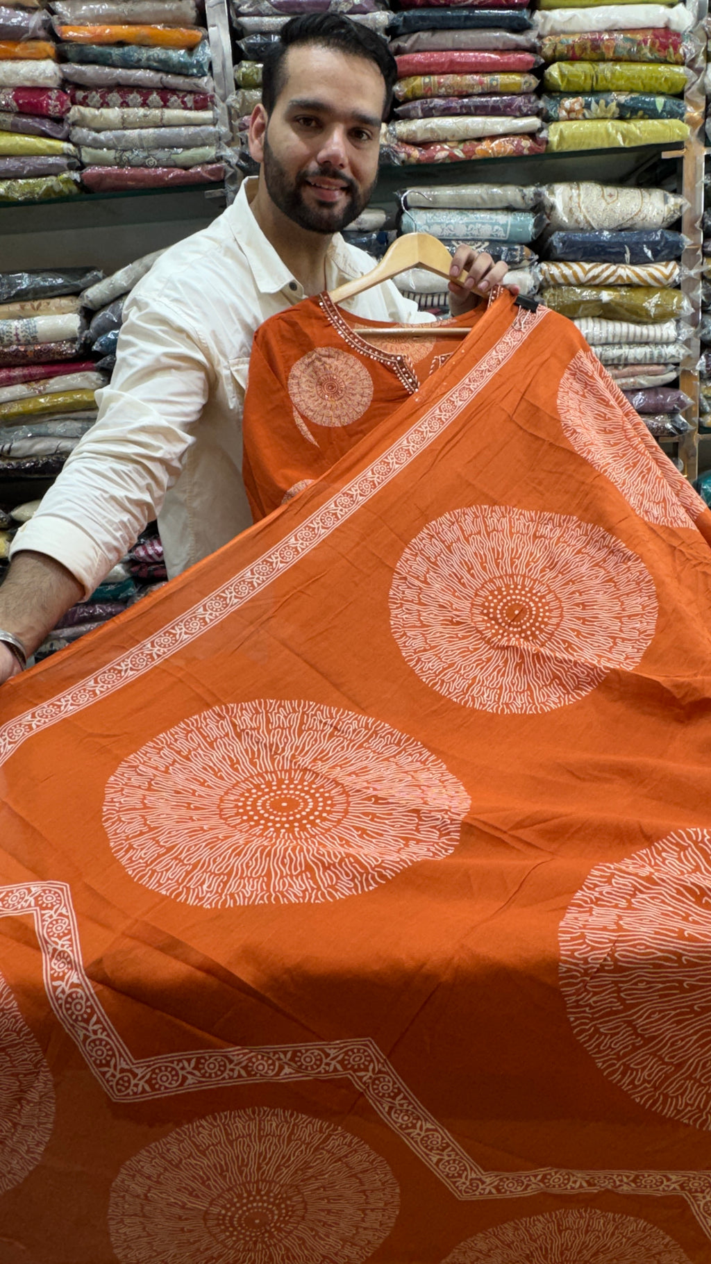Pure Cotton Rust Orange Plazo Suit