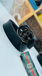GUCCI BLACK LEATHER BELT