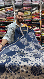 A Line Navy Blue Pure Cotton Plazo Suit