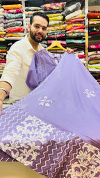 Pure Cotton Lavender A Line Plazo Suit