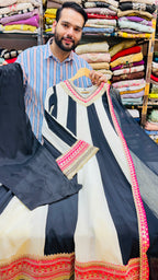 Black White Frok Suit in Crepe fabric