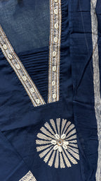 A Line Navy Blue Pure Cotton Plazo Suit