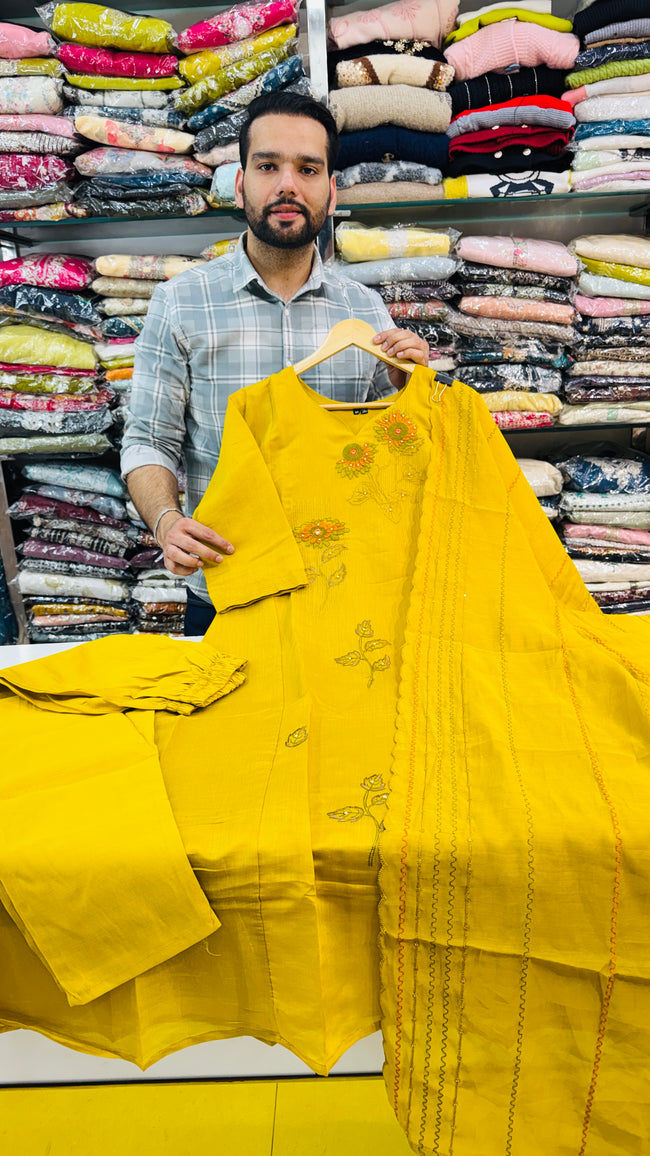 A-Line Mull Chanderi Suit Hover Image