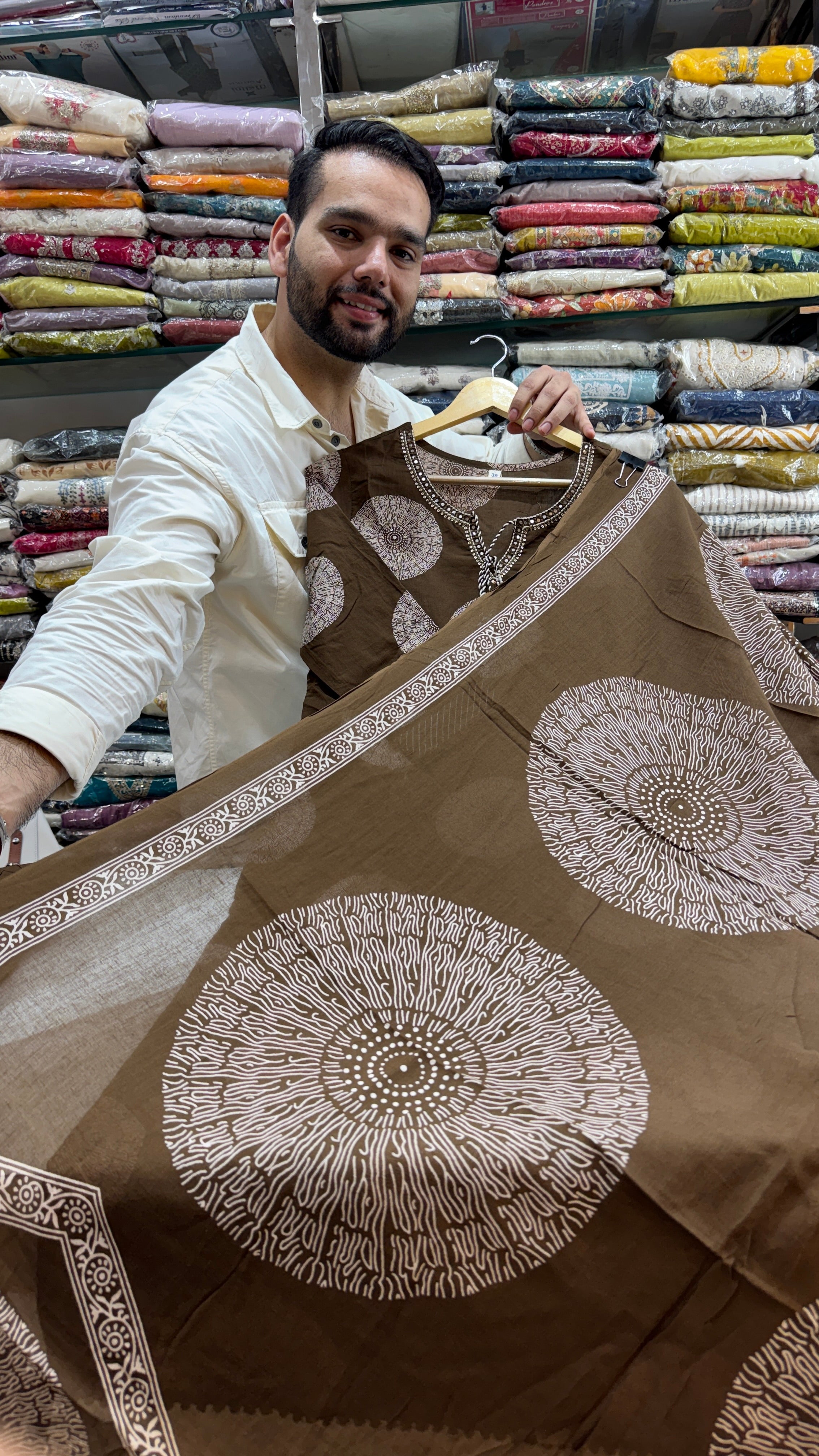 Pure Cotton Brown Plazo Suit