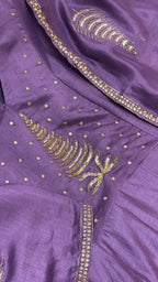 Lavender Mull Chanderi A-Line Frok Suit