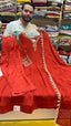 Pure Chinnon Hand Embroidered Plazo Suit Anarkali