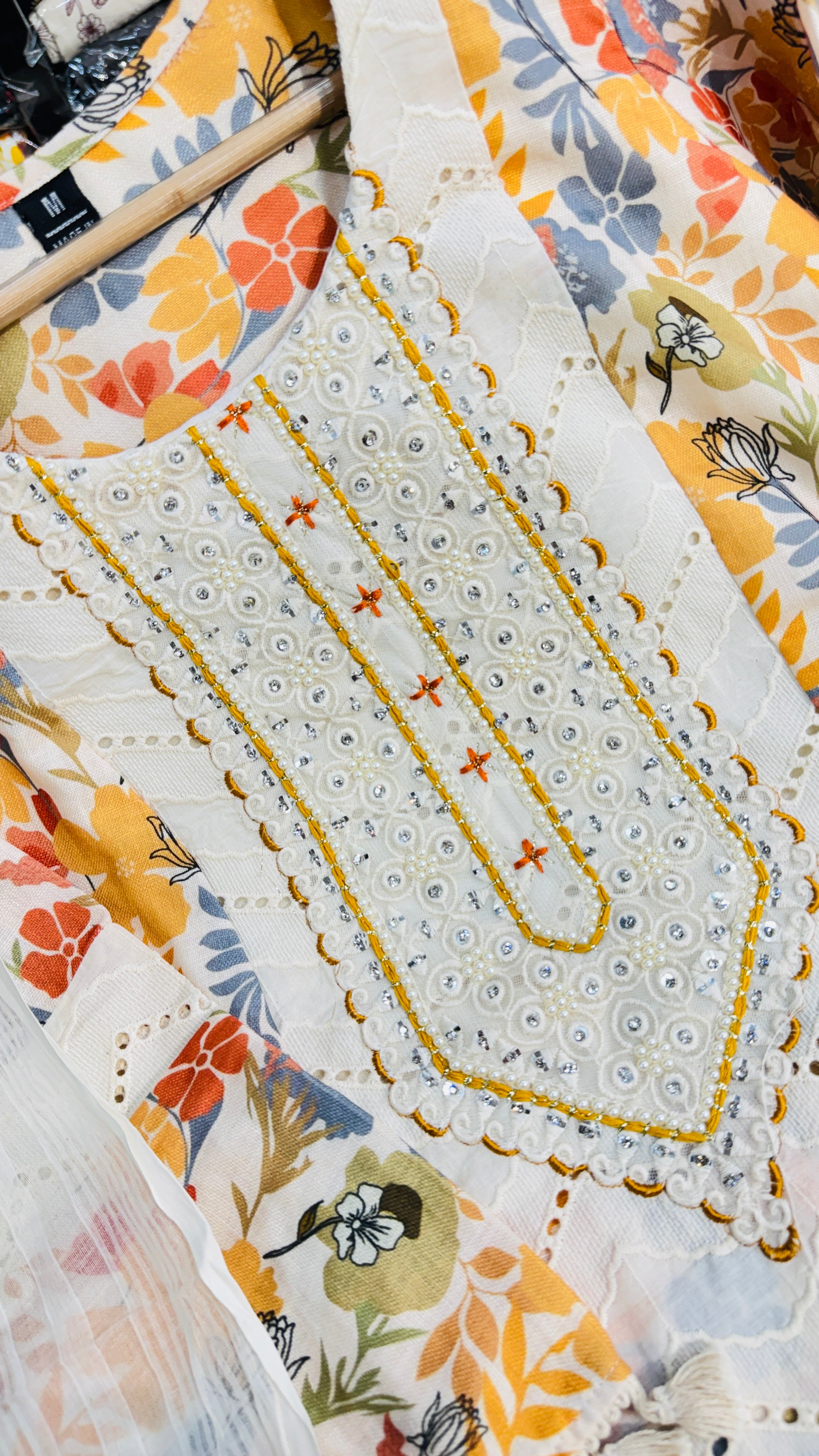 Flex Cotton C-Cut Suit with Sharara