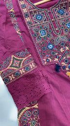 Pure Cotton Flared Pinkish Purple Frok Suit