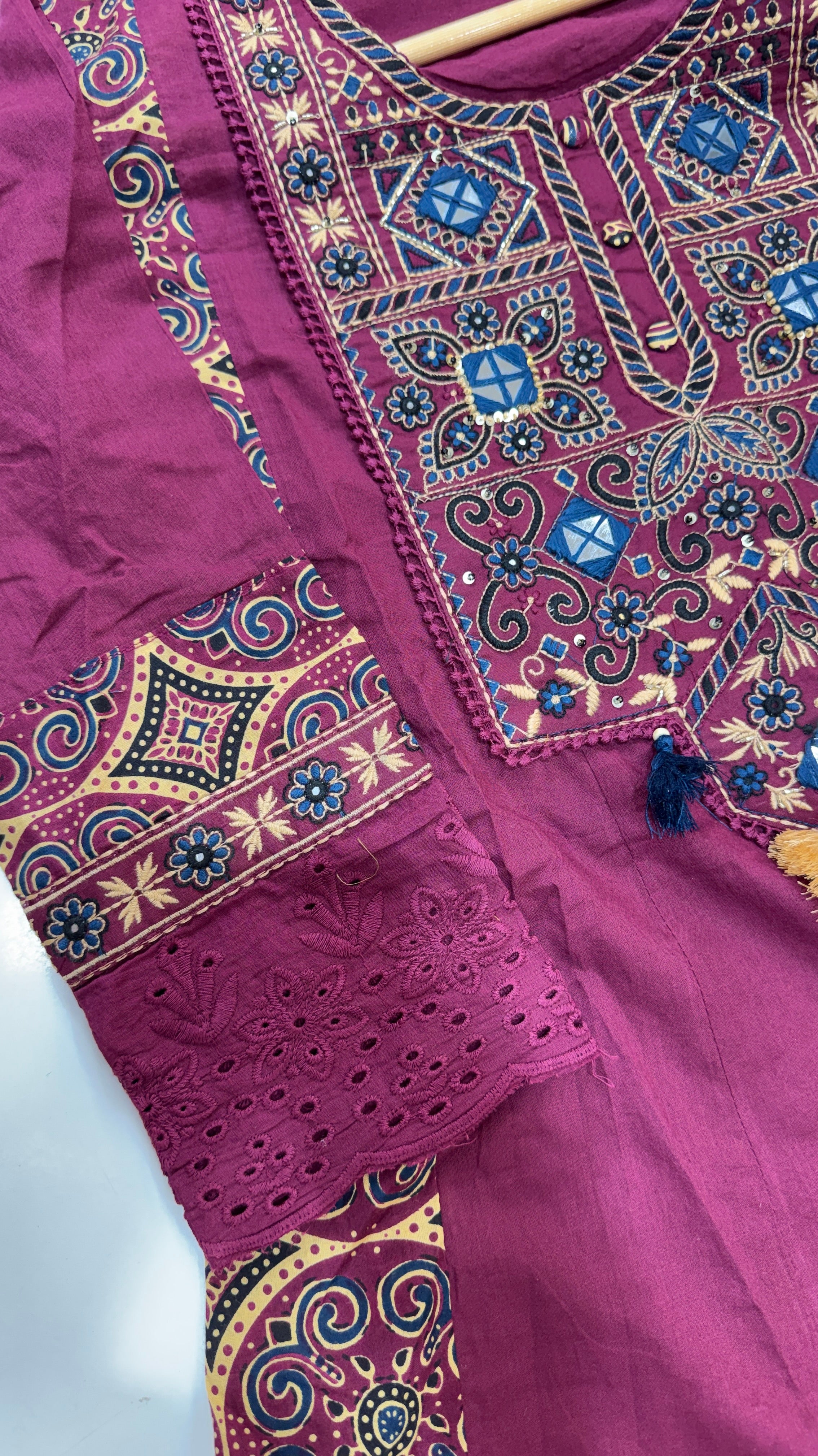 Pure Cotton Flared Pinkish Purple Frok Suit