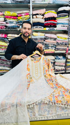 Flex Cotton C-Cut Suit with Sharara