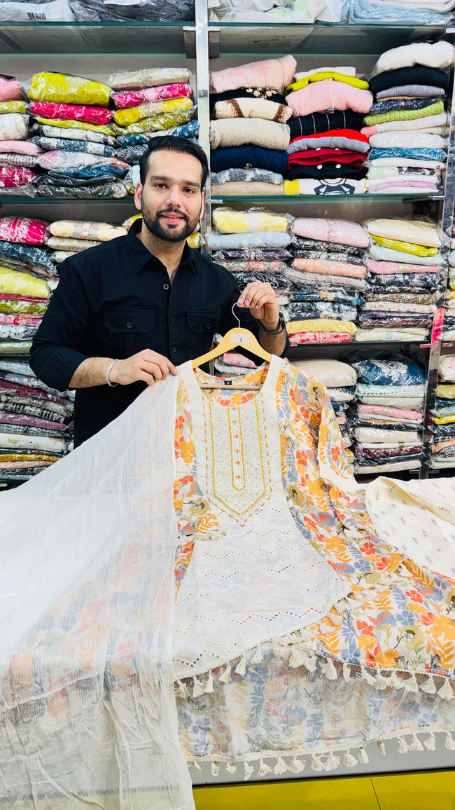 Flex Cotton C-Cut Suit with Sharara Main Image