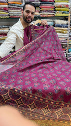 Pure Cotton Flared Pinkish Purple Frok Suit
