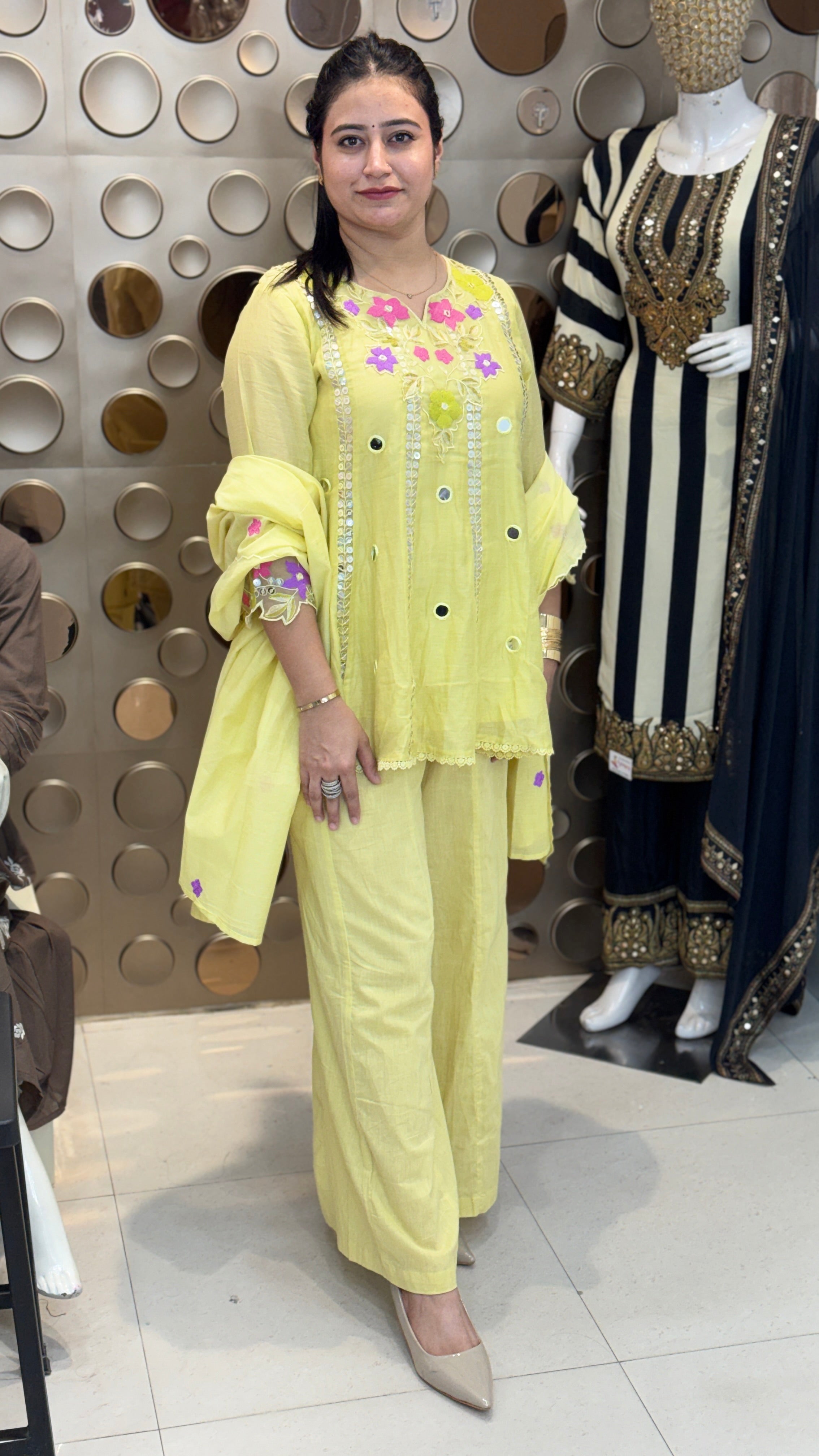 Mull Chanderi Co-ord Set with Dupatta