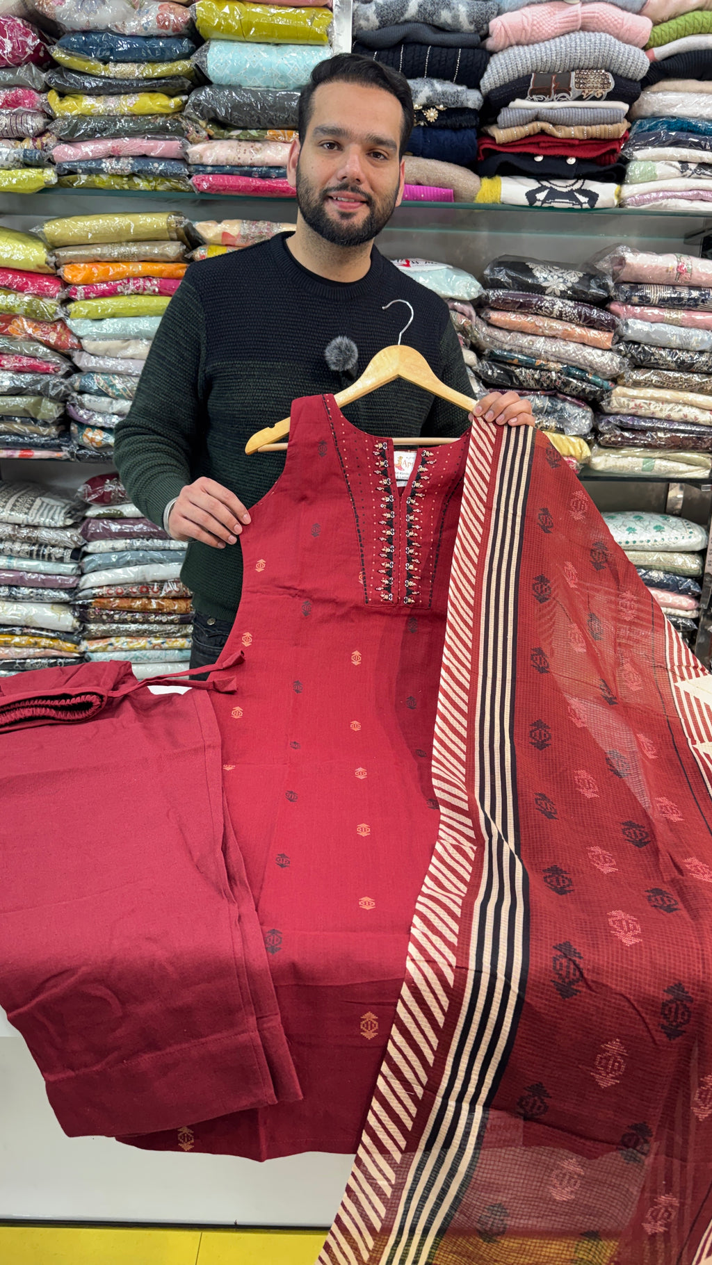 Unesco Maroon Pure Cotton Plazo Suit