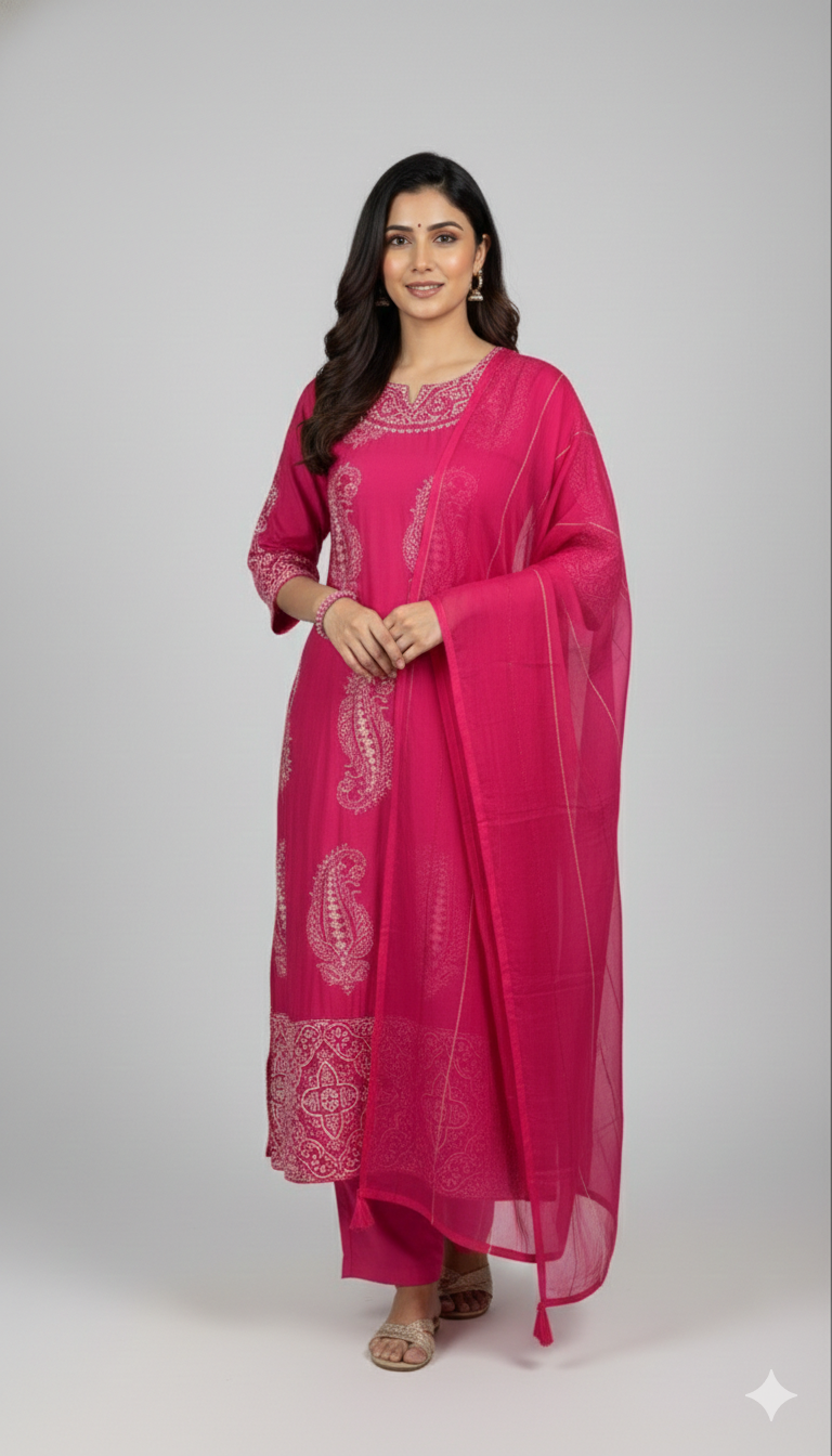 AMBER Half Sleev Cotton Plazo Suit