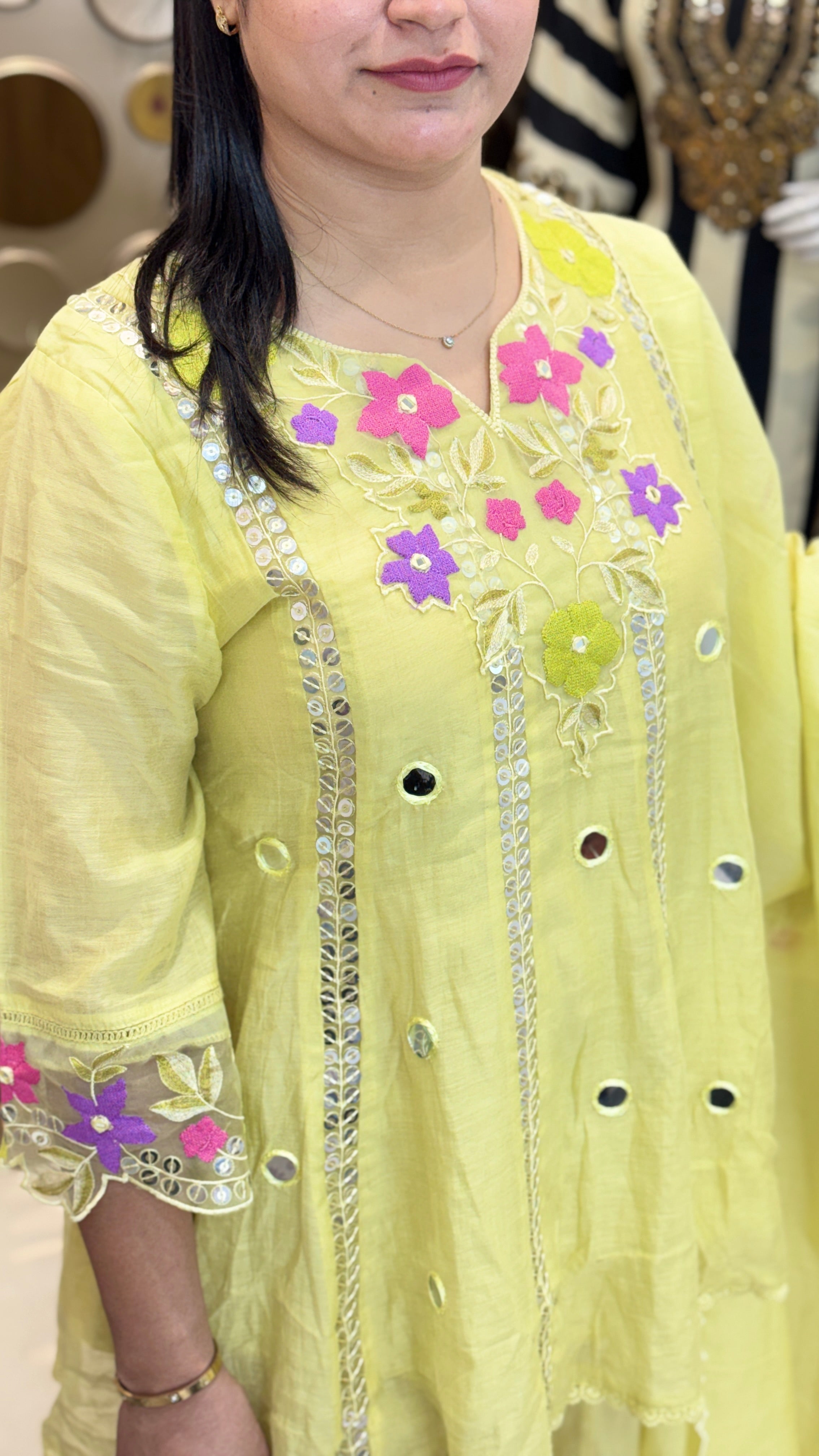 Mull Chanderi Co-ord Set with Dupatta