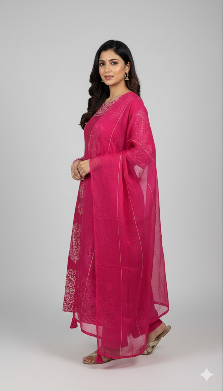 AMBER Half Sleev Cotton Plazo Suit