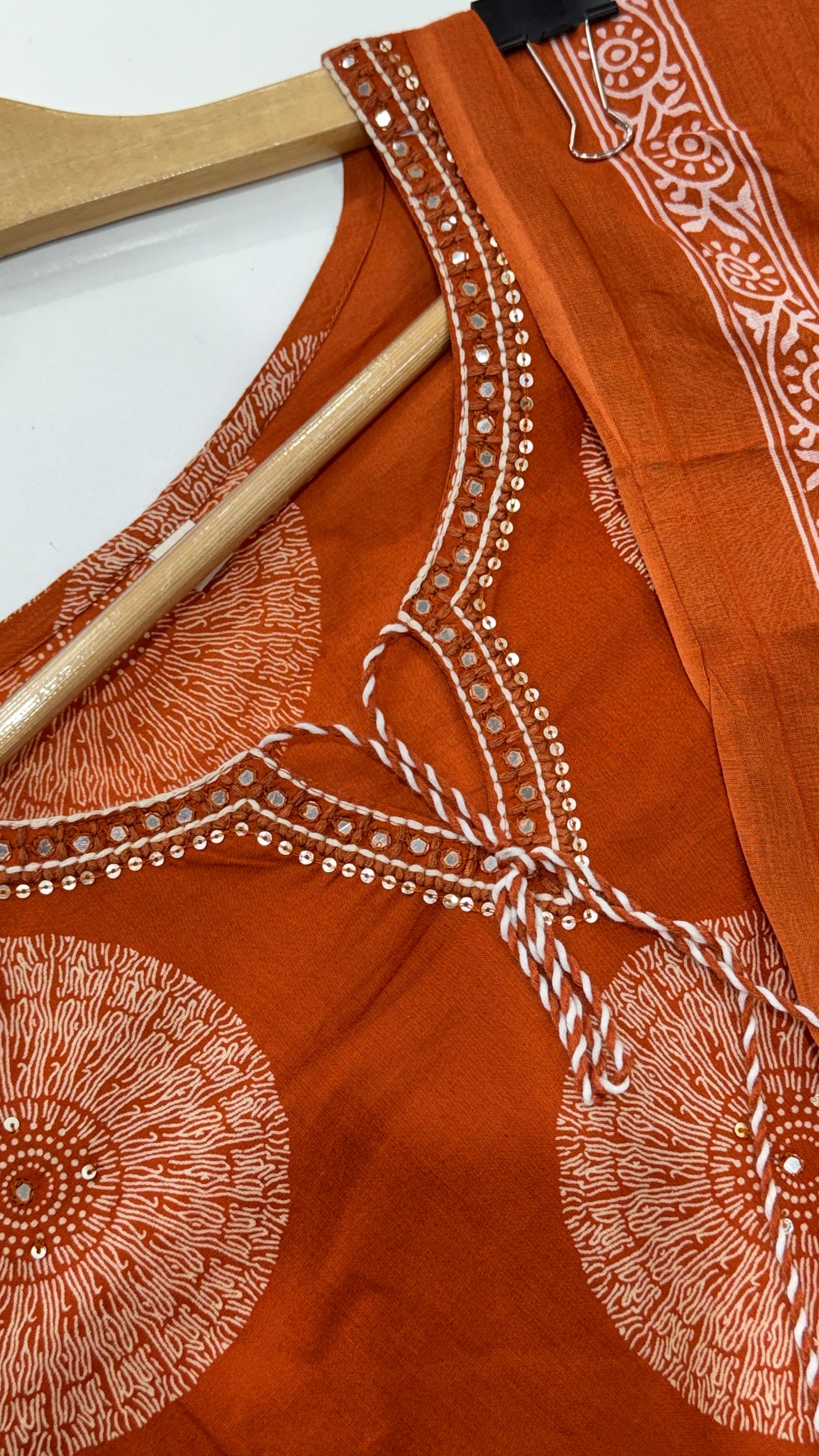Pure Cotton Rust Orange Plazo Suit