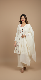 A-Line Short Kurti Suit Off White
