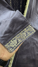 LAVENDER VAVET ZARI WORK PLAZO SUIT