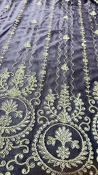 LAVENDER VAVET ZARI WORK PLAZO SUIT