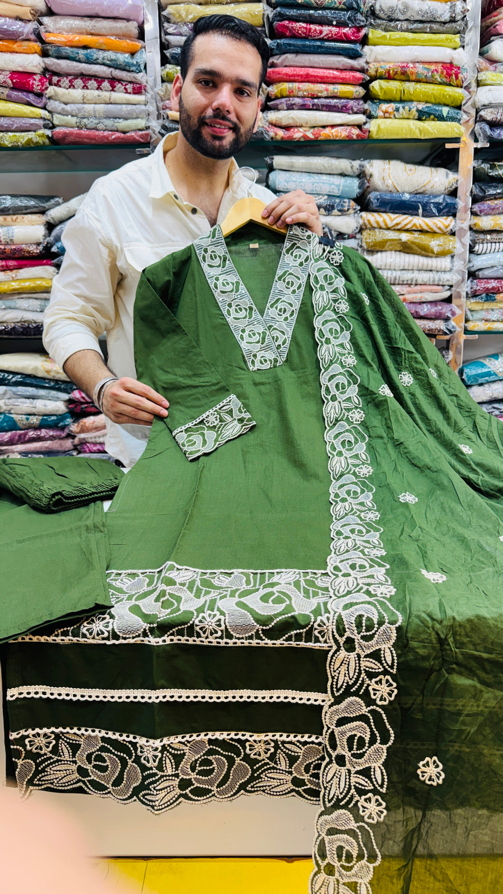 Pure Cotton Straight Mehndi Plazo Suit
