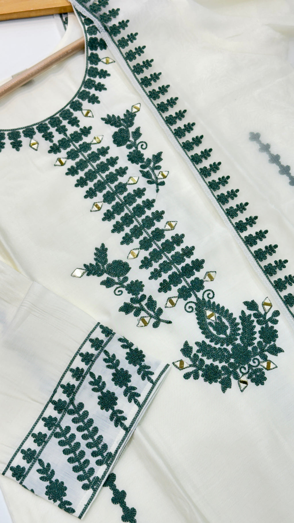 Mull Chanderi Off White Plazo Suit