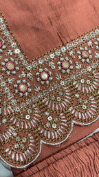 Dusty Pink Pineapple Neck Roman Silk suit