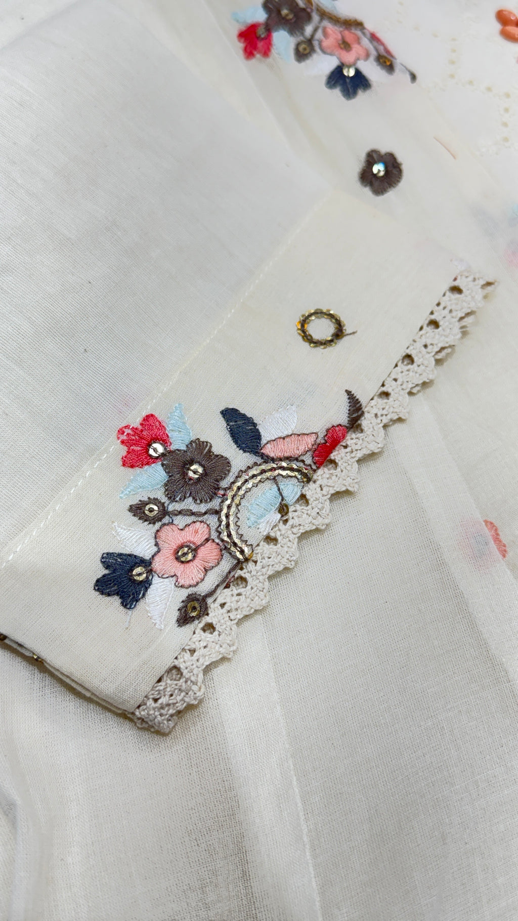 A-Line Short Kurti Suit Off White