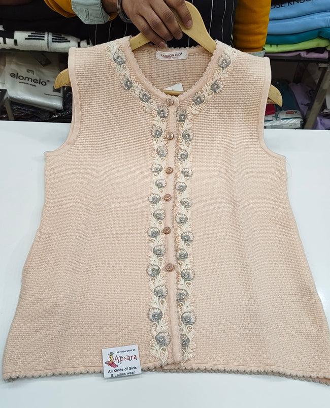 Light Peach Sleeveless Cardigan Hover Image