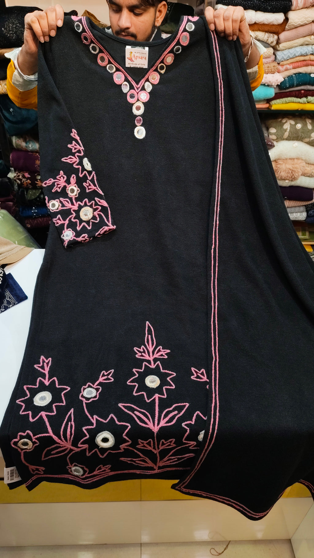 Imported Knitted Black Woolen Plazo Suit