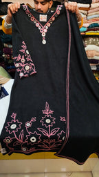 Imported Knitted Black Woolen Plazo Suit