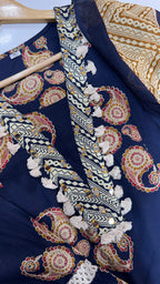 Pure Cotton Blue Printed Plazo Suit