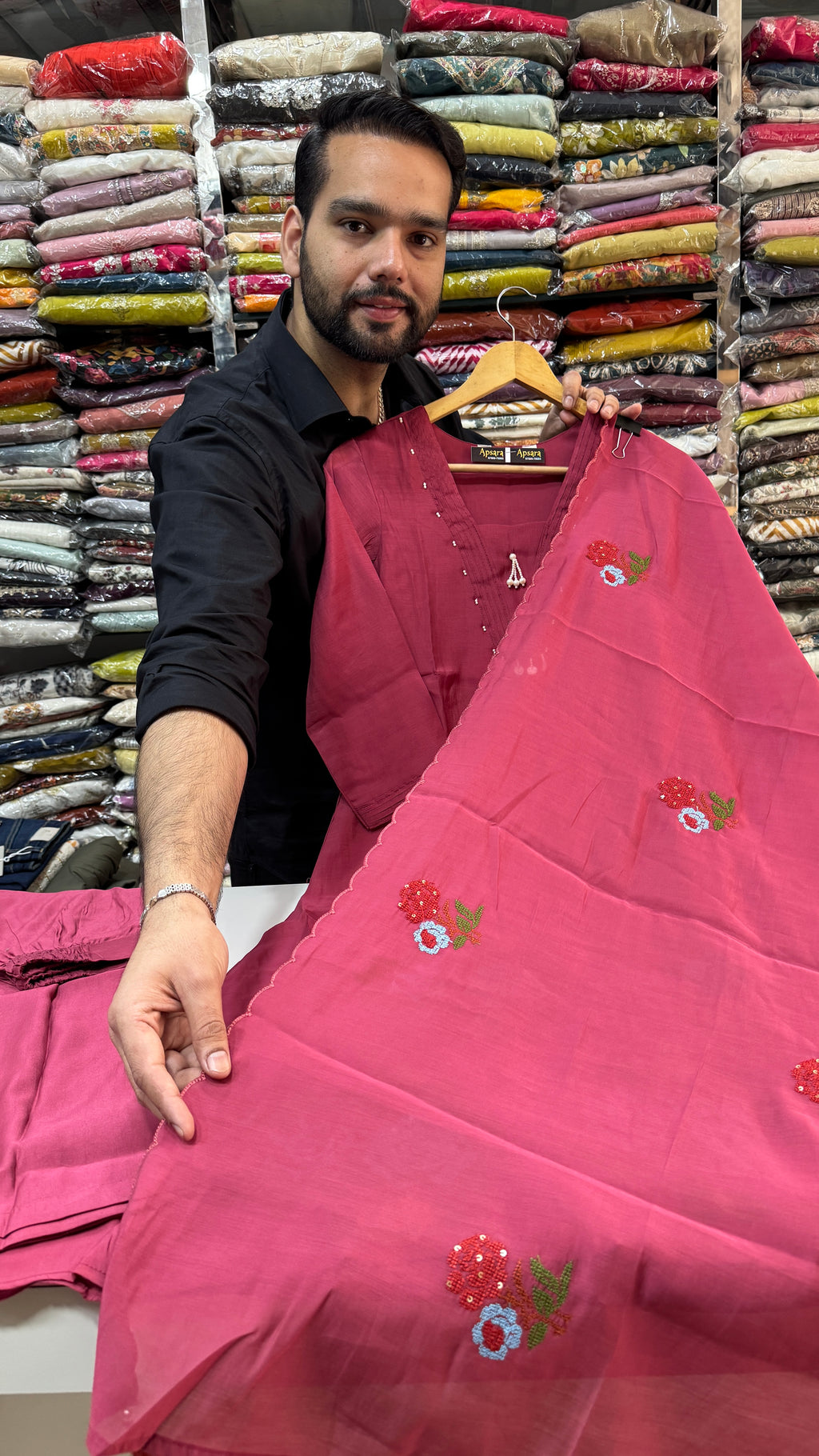 Cinnamon Pink Frok Suit with Thread Work