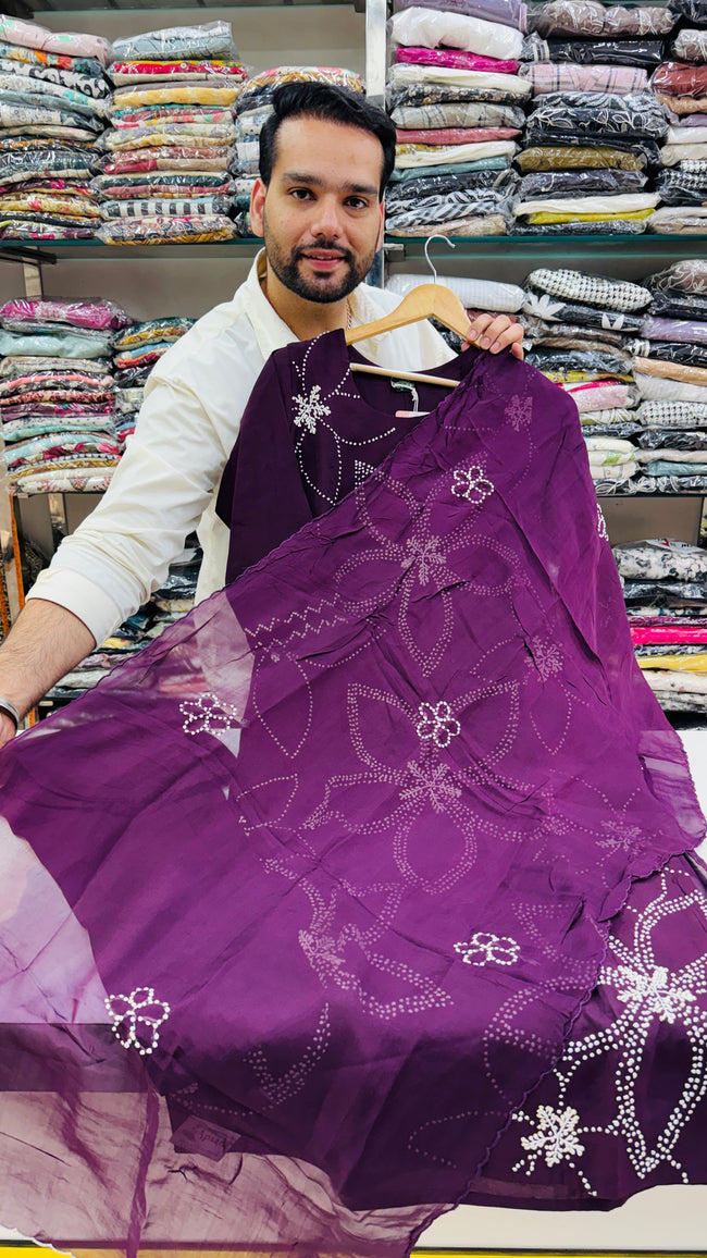 Dark Wine Embroidered Plazo Suit Main Image