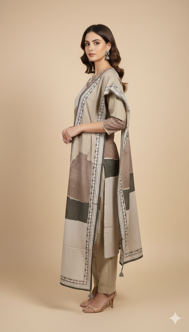 Digital Print Mull Chanderi Plazo Suit Main Image