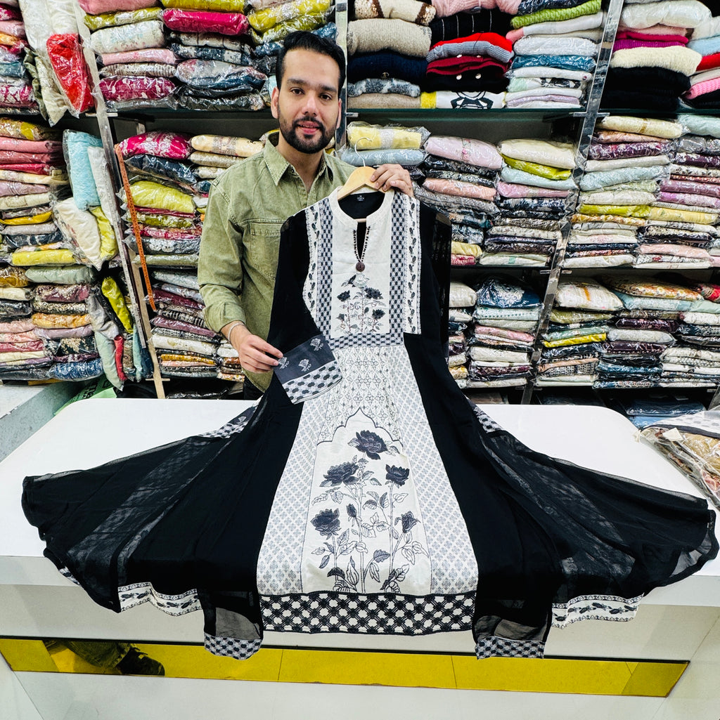 Pure Georgette and Crepe From Suit with Frill