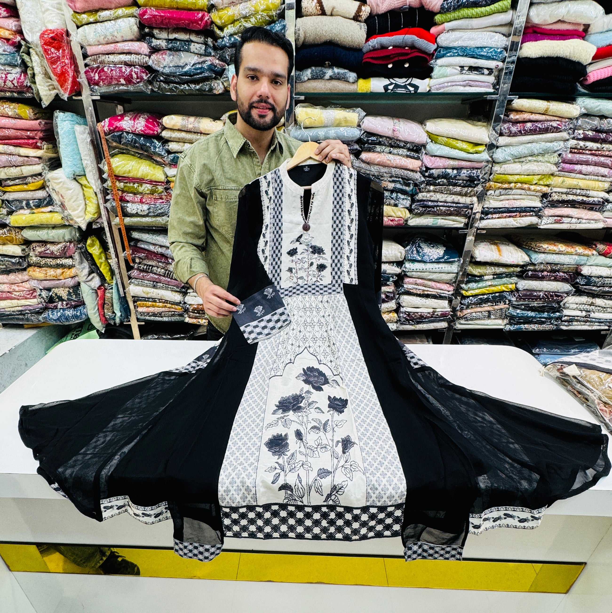 Pure Georgette and Crepe From Suit with Frill