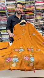 Burnt Orange Frok Suit with Thread Work