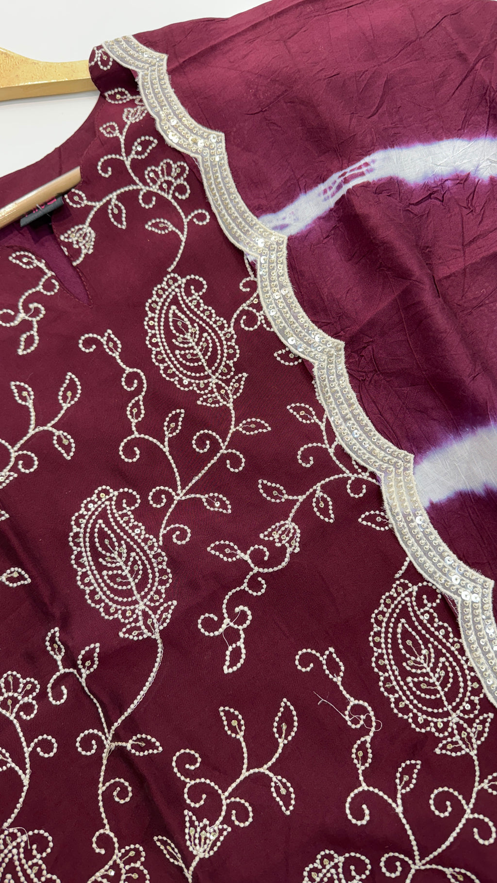 Maslin Embroidered Plazo Suit