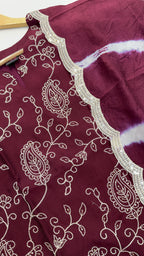 Maslin Embroidered Plazo Suit