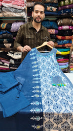 M-2651 Blue Cotton Plazo Suit