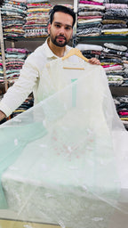 White Organza Double Shade Suit